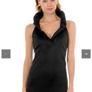 Gretchen Scott Design Black Sleeveless Dress Ruffled Neck Size Large